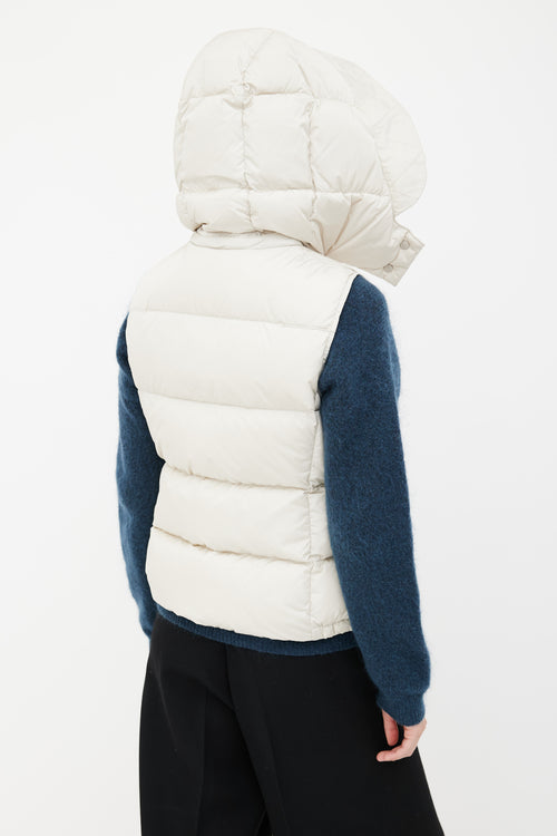 Moncler Cream Hooded Puffer Vest