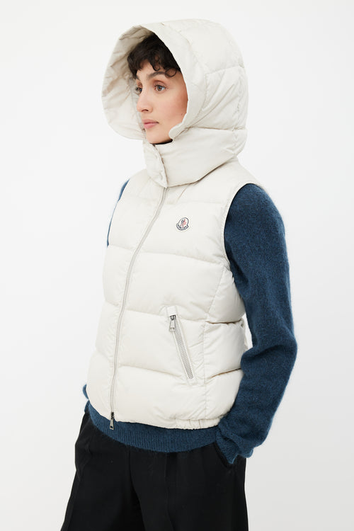 Moncler Cream Hooded Puffer Vest