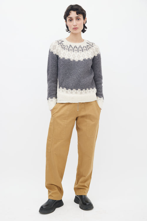 Moncler Grey 
White Fair Isle Knit Sweater