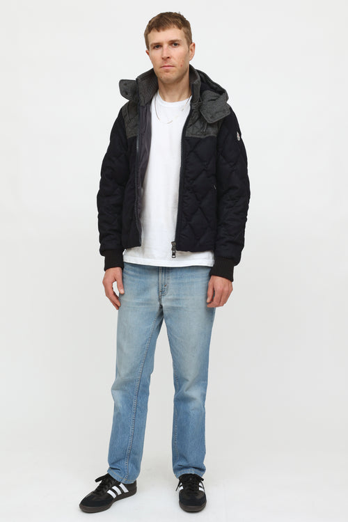 Moncler Men
s Navy 
Grey Quilted Jacket