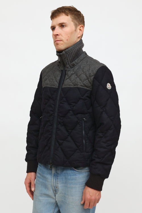 Moncler Men
s Navy 
Grey Quilted Jacket