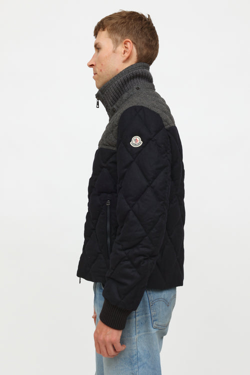 Moncler Men
s Navy 
Grey Quilted Jacket