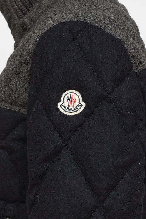 Moncler Men
s Navy 
Grey Quilted Jacket