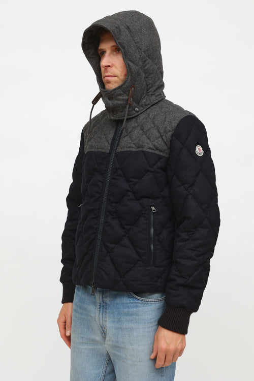 Moncler Men
s Navy 
Grey Quilted Jacket