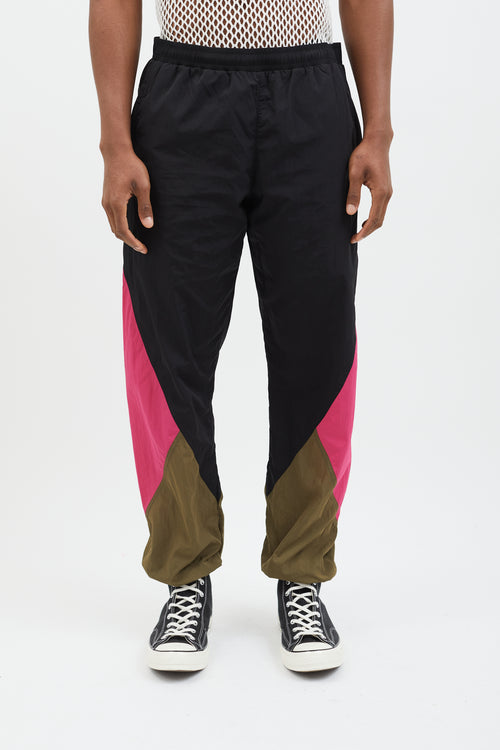 Moschino Black Pink Brown Nylon Track Pant