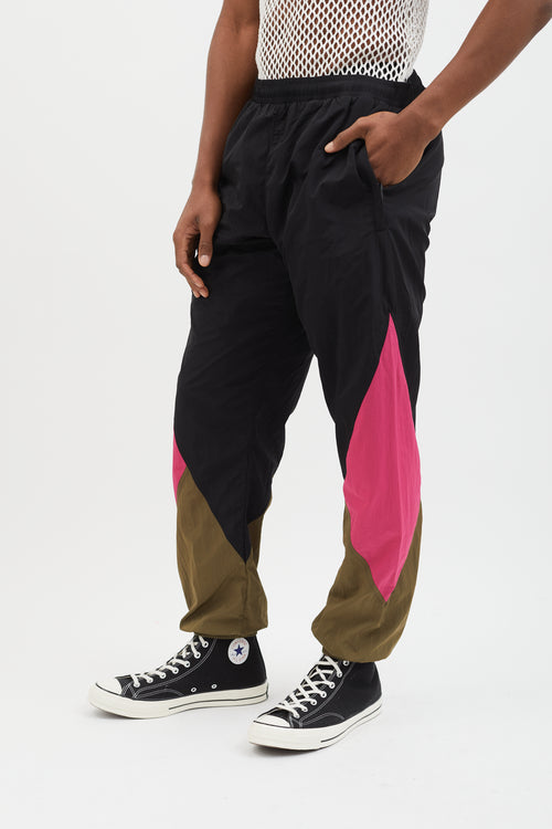 Moschino Black Pink Brown Nylon Track Pant