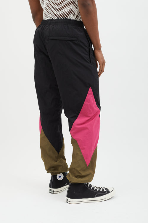 Moschino Black Pink Brown Nylon Track Pant