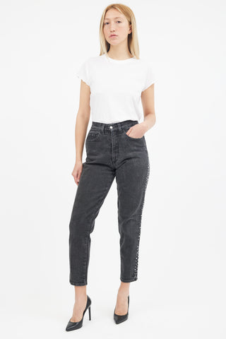 Moschino Washed Black Embellished Trim Jeans