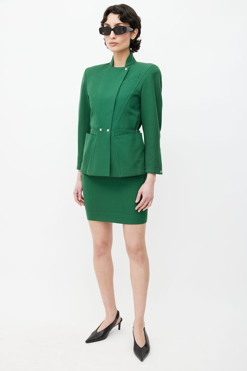 Mugler 1980s Green Blazer 
Skirt Suit