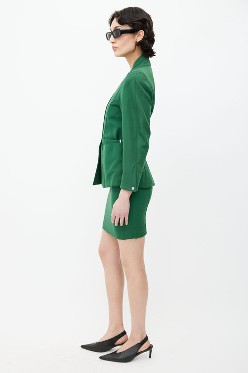 Mugler 1980s Green Blazer 
Skirt Suit