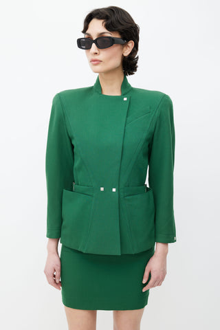 Mugler 1980s Green Blazer 
Skirt Suit