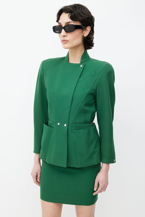 Mugler 1980s Green Blazer 
Skirt Suit