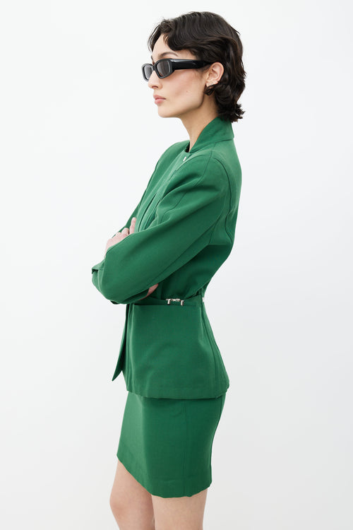 Mugler 1980s Green Blazer 
Skirt Suit