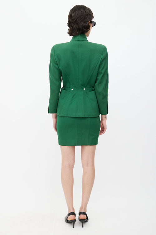 Mugler 1980s Green Blazer 
Skirt Suit