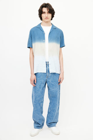 NNO7 Blue Linen Ombré Shirt