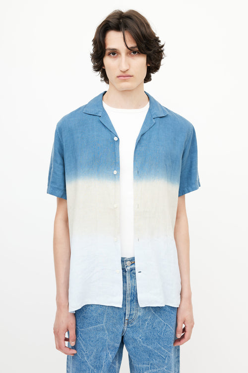 NNO7 Blue Linen Ombré Shirt