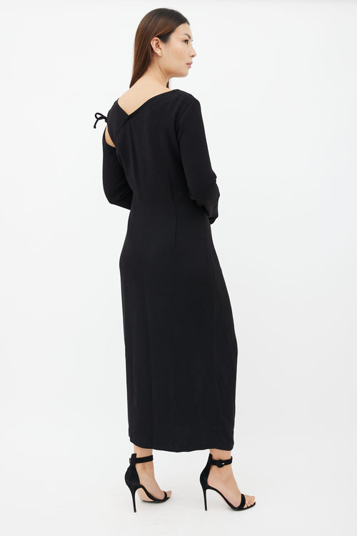 Nanushka Black Crepe Asymmetrical Wrap Dress