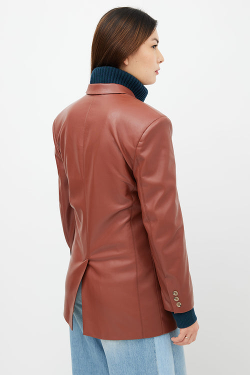 Nanushka Brown Faux-Leather Oversized Blazer