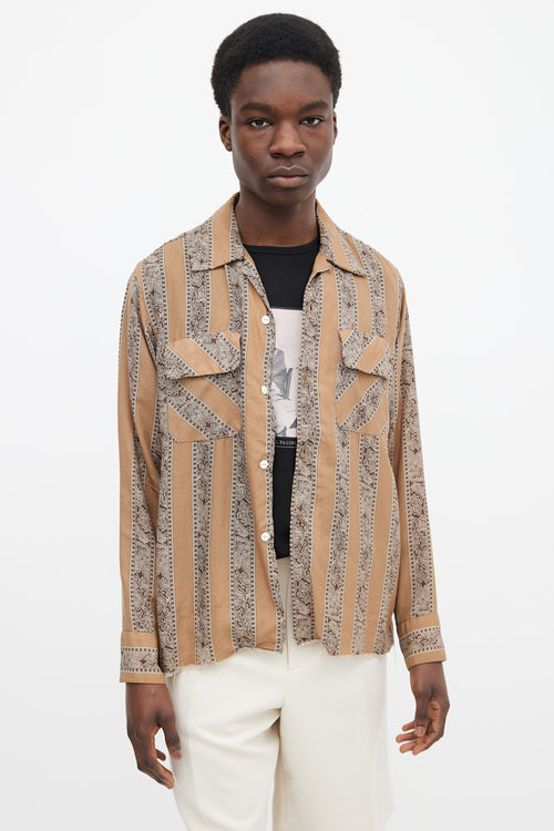 Needles Brown Paisley Raw Hem Shirt