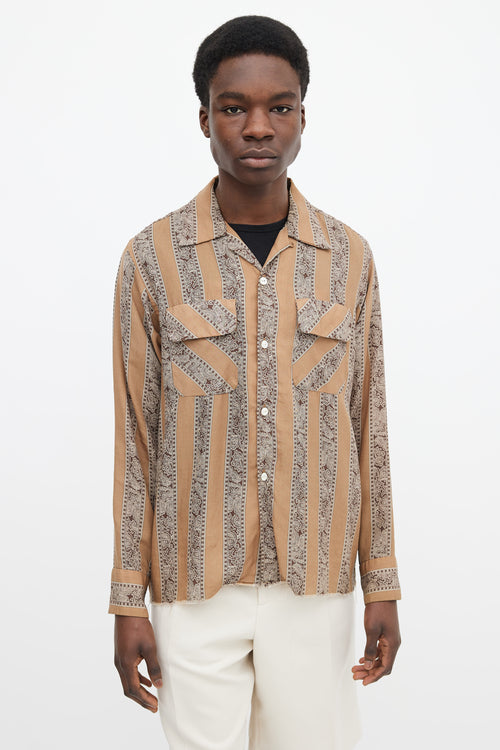 Needles Brown Paisley Raw Hem Shirt