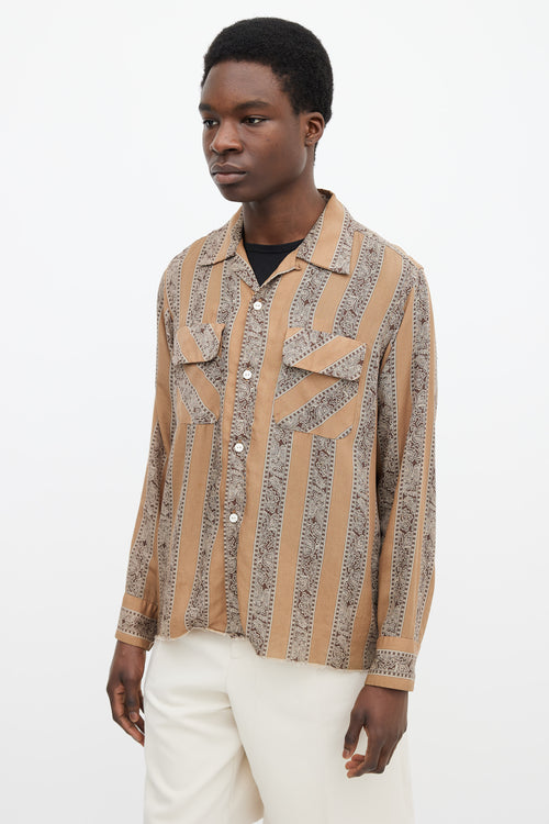 Needles Brown Paisley Raw Hem Shirt