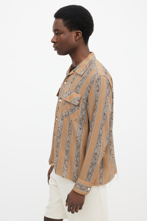 Needles Brown Paisley Raw Hem Shirt