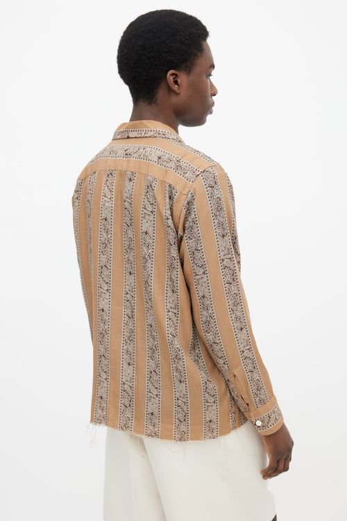 Needles Brown Paisley Raw Hem Shirt