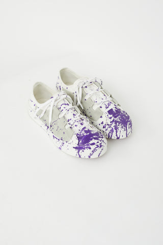 Needles White 
Purple Splatter Slash Low Sneaker