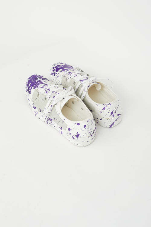 Needles White 
Purple Splatter Slash Low Sneaker