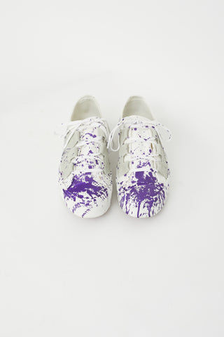 Needles White 
Purple Splatter Slash Low Sneaker