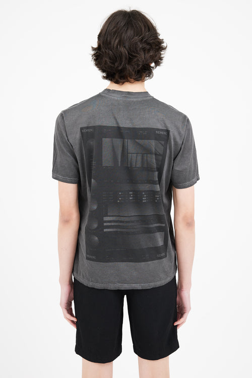 NemeN Faded Grey Graphic Print T-Shirt