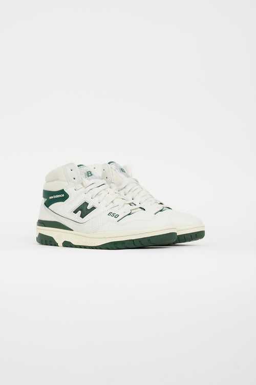 New Balance X Aimé Leon Dore Green 
White Leather 650 Sneaker