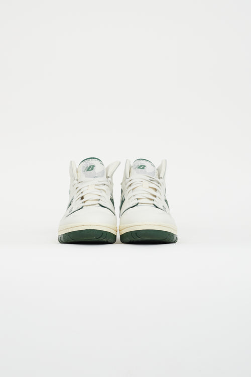 New Balance X Aimé Leon Dore Green 
White Leather 650 Sneaker