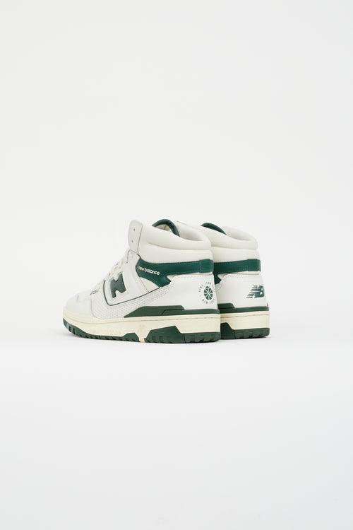 New Balance X Aimé Leon Dore Green 
White Leather 650 Sneaker