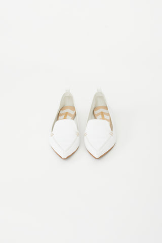 Nicholas Kirkwood White Leather Pointed Toe Flat