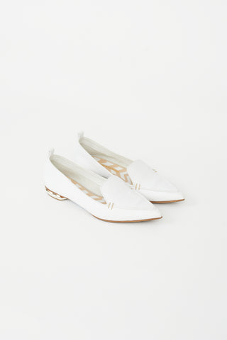 Nicholas Kirkwood White Leather Pointed Toe Flat