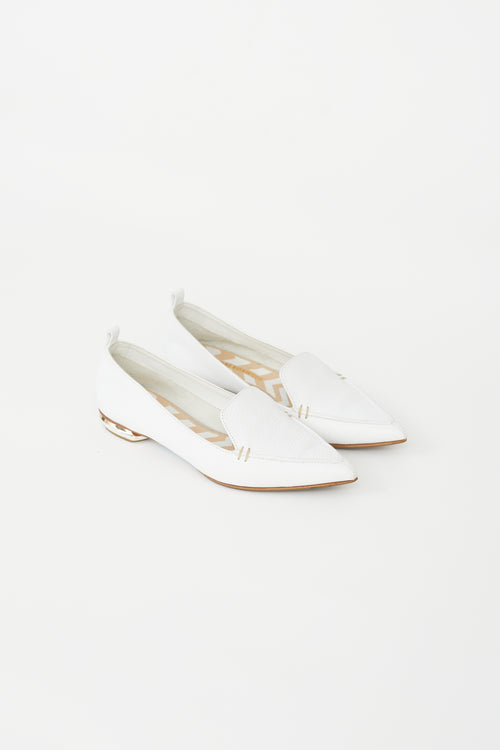 Nicholas Kirkwood White Leather Pointed Toe Flat