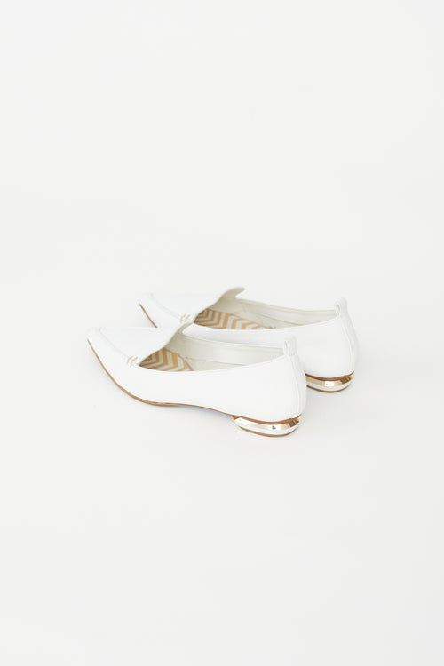 Nicholas Kirkwood White Leather Pointed Toe Flat