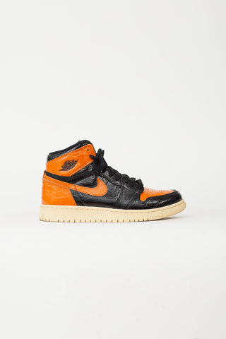 Nike Fall 2019 Black 
Orange Air Jordan 1 Retro High "OG" Shattered Backboard 3.0 Sneaker