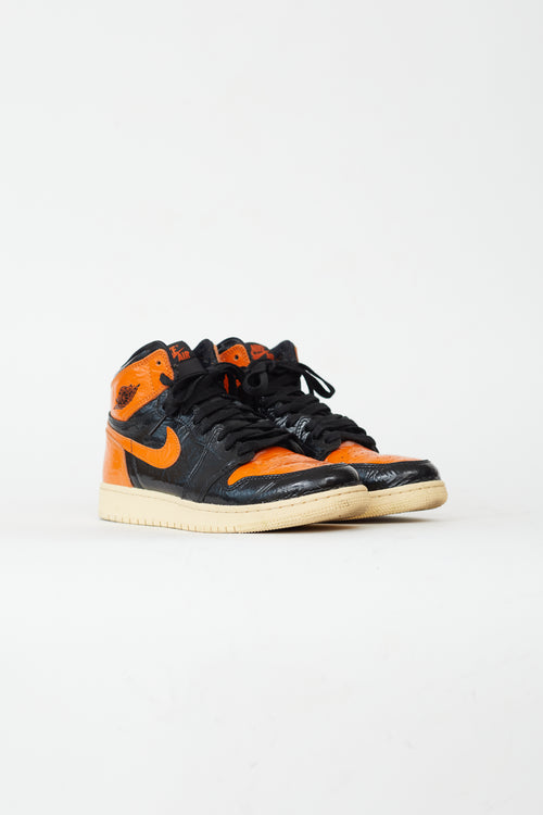 Nike Fall 2019 Black 
Orange Air Jordan 1 Retro High "OG" Shattered Backboard 3.0 Sneaker