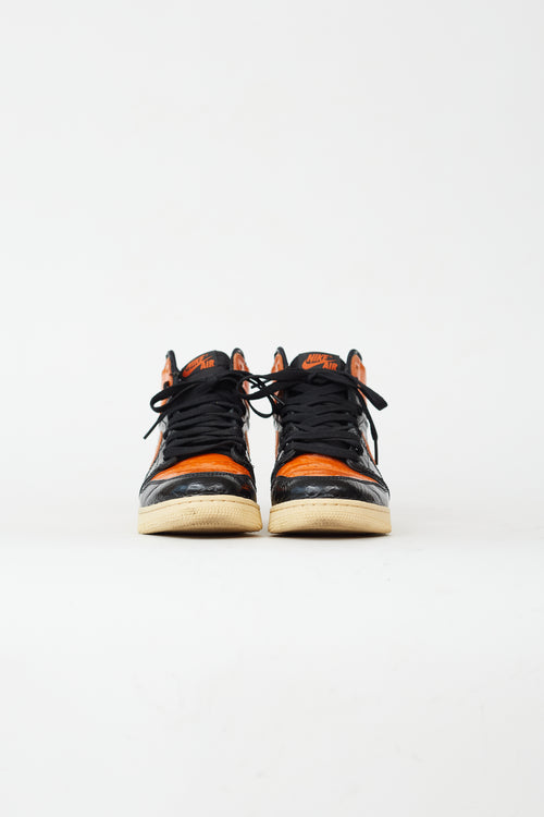 Nike Fall 2019 Black 
Orange Air Jordan 1 Retro High "OG" Shattered Backboard 3.0 Sneaker