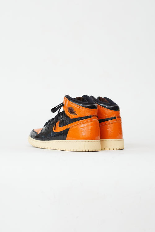 Nike Fall 2019 Black 
Orange Air Jordan 1 Retro High "OG" Shattered Backboard 3.0 Sneaker