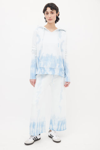 Nili Lotan Blue Tie-Dye V-Neck  Hoodie