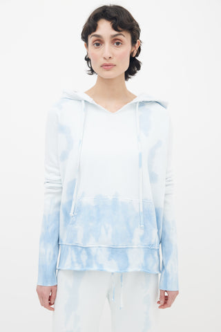 Nili Lotan Blue Tie-Dye V-Neck  Hoodie