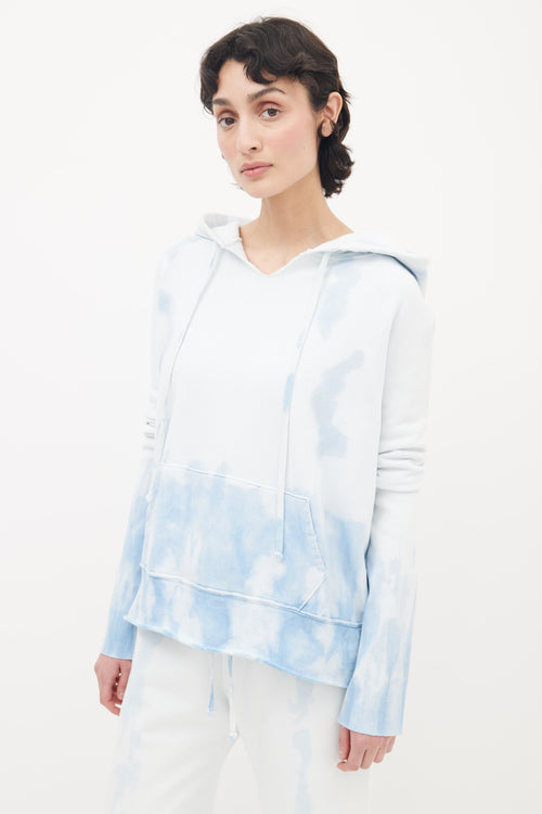 Nili Lotan Blue Tie-Dye V-Neck  Hoodie