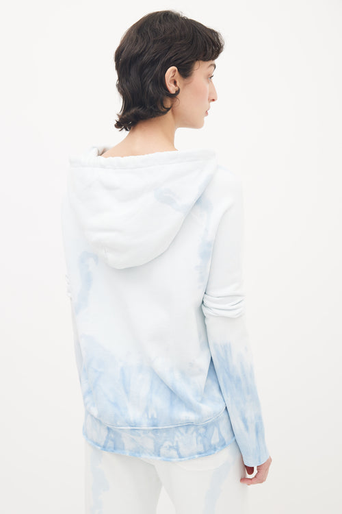 Nili Lotan Blue Tie-Dye V-Neck  Hoodie