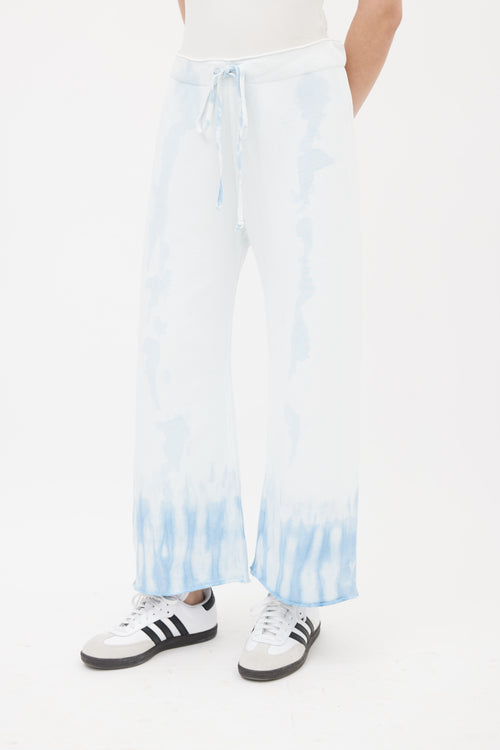 Nili Lotan Blue Tie-Dye Wide Leg Lounge Pant