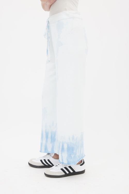 Nili Lotan Blue Tie-Dye Wide Leg Lounge Pant