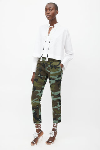 Nili Lotan Green Multi Camo Jenna Slim Leg Trouser