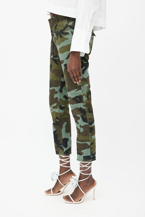 Nili Lotan Green Multi Camo Jenna Slim Leg Trouser